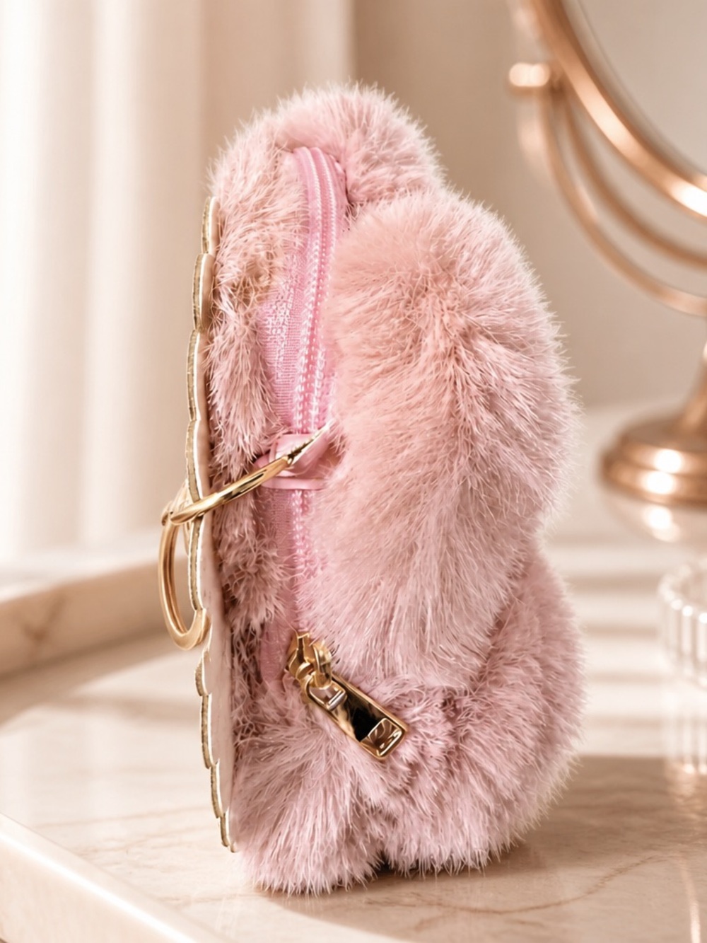 Pink Teddy Bear Plush Purse + 3 Lip Gloss Set - Picture 4 of 4